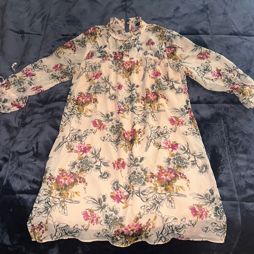 Express long sleeve floral tunic dress